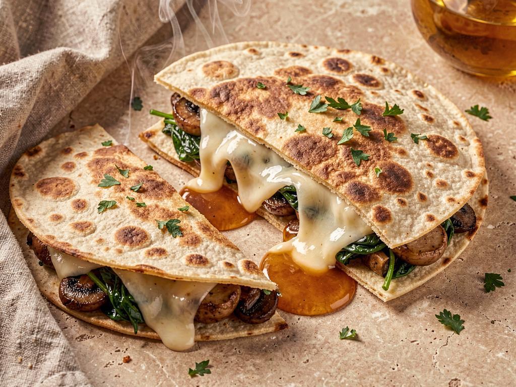 Mushroom Spinach & Gruyère Quesadillas