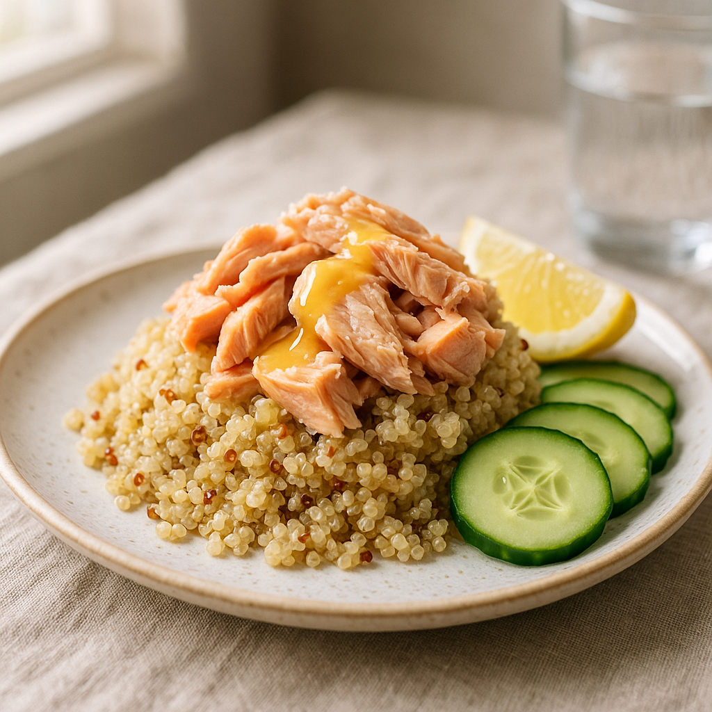 Canned Salmon over Pre-Cooked Quinoa