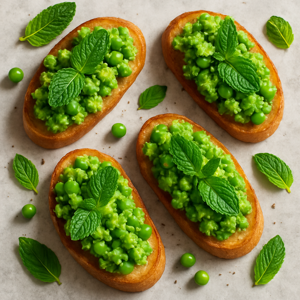 Smashed Pea and Mint Crostini